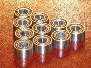 10 Unflanged Slot Car Axle Bearing 3/32"x3/16" Shielded