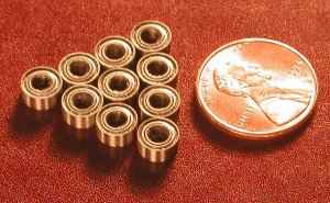 10 Unflanged Slot Car Bearing 1/8"x1/4" Shielded