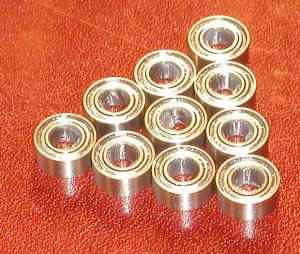 10 Unflanged Slot Car Axle Bearing 1/8"x1/4" Shielded