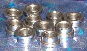 thumbnail image 2 of VXB 10-Pack Flanged Slot Car Axle Bearings – Stainless Steel, 1/8x1/4x7/64 Inch (Pack#1037) 2 of 6